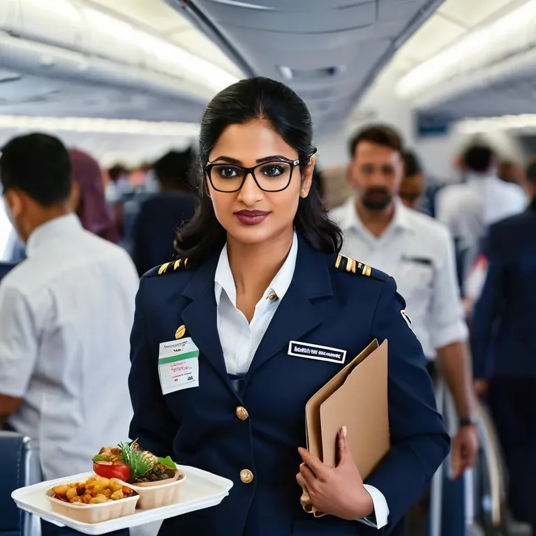 Kavya's day in the sky - navigating turbulence with a smile, serving passengers while keeping her own calm. Traveling fr