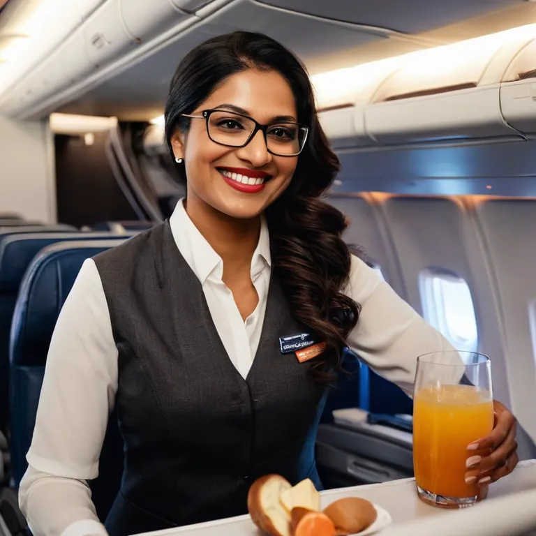 Kavya's day in the sky - navigating turbulence with a smile, serving passengers while keeping her own calm. Traveling fr
